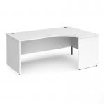 Contract 25 right hand ergonomic desk with panel ends and graphite corner leg 1800mm - white CP18ER-G-WH