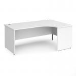 Contract 25 right hand ergonomic desk with panel ends and graphite corner leg 1800mm - white CP18ER-G-WH