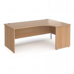 Contract 25 right hand ergonomic desk with panel ends and silver corner leg 1800mm - beech CP18ER-S-B