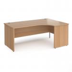 Contract 25 right hand ergonomic desk with panel ends and silver corner leg 1800mm - beech CP18ER-S-B