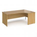 Contract 25 right hand ergonomic desk with panel ends and silver corner leg 1800mm - oak CP18ER-S-O