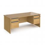 Contract 25 straight desk with 2 and 2 drawer graphite pedestals and panel leg 1800mm x 800mm - oak CP18S22-G-O