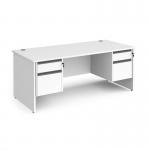 Contract 25 straight desk with 2 and 2 drawer graphite pedestals and panel leg 1800mm x 800mm - white CP18S22-G-WH
