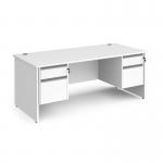 Contract 25 straight desk with 2 and 2 drawer silver pedestals and panel leg 1800mm x 800mm - white CP18S22-S-WH