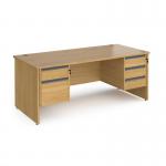 Contract 25 straight desk with 2 and 3 drawer graphite pedestals and panel leg 1800mm x 800mm - oak CP18S23-G-O