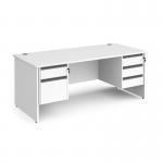 Contract 25 straight desk with 2 and 3 drawer graphite pedestals and panel leg 1800mm x 800mm - white CP18S23-G-WH