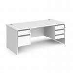 Contract 25 straight desk with 2 and 3 drawer silver pedestals and panel leg 1800mm x 800mm - white CP18S23-S-WH
