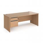 Contract 25 straight desk with 2 drawer graphite pedestal and panel leg 1800mm x 800mm - beech CP18S2-G-B