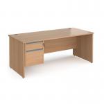 Contract 25 straight desk with 2 drawer silver pedestal and panel leg 1800mm x 800mm - beech CP18S2-S-B