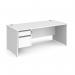 Contract 25 straight desk with 2 drawer silver pedestal and panel leg 1800mm x 800mm - white CP18S2-S-WH