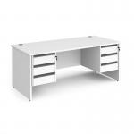Contract 25 straight desk with 3 and 3 drawer graphite pedestals and panel leg 1800mm x 800mm - white CP18S33-G-WH
