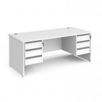 Contract 25 straight desk with 3 and 3 drawer silver pedestals and panel leg 1800mm x 800mm - white CP18S33-S-WH