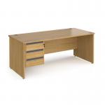 Contract 25 straight desk with 3 drawer graphite pedestal and panel leg 1800mm x 800mm - oak CP18S3-G-O