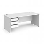 Contract 25 straight desk with 3 drawer graphite pedestal and panel leg 1800mm x 800mm - white CP18S3-G-WH