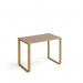 Cairo straight desk 1000mm x 600mm with sleigh frame legs - brass frame, oak top CR610-KO