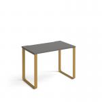 Cairo straight desk 1000mm x 600mm with sleigh frame legs - brass frame and grey top
