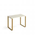 Cairo straight desk 1000mm x 600mm with sleigh frame legs - brass frame and white top