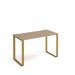 Cairo straight desk 1200mm x 600mm with sleigh frame legs - brass frame, oak top CR612-KO