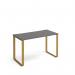 Cairo straight desk 1200mm x 600mm with sleigh frame legs - brass frame, grey top CR612-OG