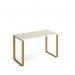 Cairo straight desk 1200mm x 600mm with sleigh frame legs - brass frame, white top CR612-WH