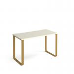 Cairo straight desk 1200mm x 600mm with sleigh frame legs - brass frame and white top