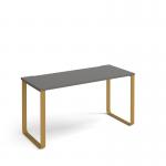 Cairo straight desk 1400mm x 600mm with sleigh frame legs - brass frame and grey top