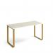 Cairo straight desk 1400mm x 600mm with sleigh frame legs - brass frame, white top CR614-WH