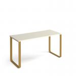 Cairo straight desk 1400mm x 600mm with sleigh frame legs - brass frame, white top CR614-WH