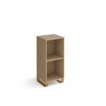 Cairo cube storage unit 950mm high with 2 open boxes and sleigh frame legs - oak