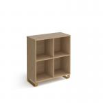 Cairo cube storage unit 950mm high with 4 open boxes and sleigh frame legs - oak CRCS2-2-KO