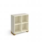 Cairo cube storage unit 950mm high with 4 open boxes and sleigh frame legs - white