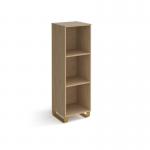Cairo cube storage unit 1370mm high with 3 open boxes and sleigh frame legs - oak