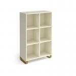 Cairo cube storage unit 1370mm high with 6 open boxes and sleigh frame legs - white CRCS3-2-WH