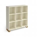 Cairo cube storage unit 1370mm high with 9 open boxes and sleigh frame legs - white