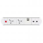 Chroma clip-on power module 2 x UK sockets and 1 x twin USB fast charge and 2 x RJ45 sockets - white