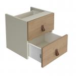 Storage unit insert - drawers with leather pull handles - oak