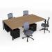 Connex II starter kit for 4 people, comprising of beech desk, black frame, black metal pedestal and Travis mesh chairs in black CSTR-K-B