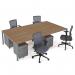 Connex II starter kit for 4 people, comprising of beech desk, silver frame, silver metal pedestal and Travis mesh chairs in black CSTR-S-B
