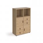 Universal cube storage unit 1295mm high on glides with 2 cupboards and 2 sets of drawers - oak with oak inserts CUBE-BUNDLE-10-KO-KO