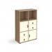 Universal cube storage unit 1295mm high on glides with 2 cupboards and 2 sets of drawers - oak with white inserts CUBE-BUNDLE-10-KO-WH