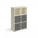 Universal cube storage unit 1295mm high on glides with 2 cupboards and 2 sets of drawers - white with grey inserts CUBE-BUNDLE-10-WH-OG