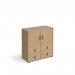 Universal cube storage unit 875mm high on glides with 2 cupboards and 2 sets of drawers - oak with oak inserts CUBE-BUNDLE-4-KO-KO