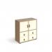 Universal cube storage unit 875mm high on glides with 2 cupboards and 2 sets of drawers - oak with white inserts CUBE-BUNDLE-4-KO-WH