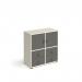 Universal cube storage unit 875mm high on glides with 2 cupboards and 2 sets of drawers - white with grey inserts CUBE-BUNDLE-4-WH-OG