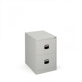 Steel 2 drawer contract filing cabinet 711mm high - goose grey DCF2G