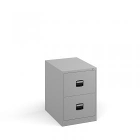 Steel 2 drawer contract filing cabinet 711mm high - goose grey DCF2G