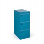 Steel 3 drawer executive filing cabinet 1016mm high - blue DEF3BL