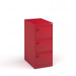 Steel 3 drawer executive filing cabinet 1016mm high - red DEF3R