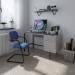 Delphi home office workstation with integrated pedestal - Concrete grey with black frame DELWS-K
