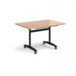 Rectangular deluxe flip top meeting table with black frame 1200mm x 800mm - beech DFLP12-K-B